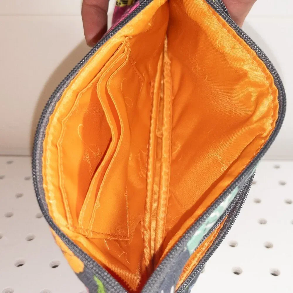 VERA BRADLEY - Colorful Peony Wristlet Wallet with a bright  Orange Interior - Picture 5 of 11